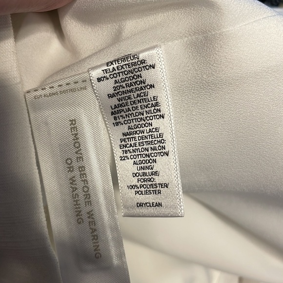 Loft creamy white fully lined skirt with embroidered lace details. NWT - Picture 7 of 8